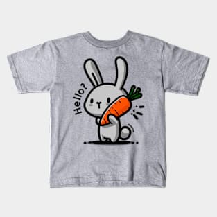 Cute Bunny Carrot Cellphone | Cartoon Rabbit Tee for Kids | Light Kids T-Shirt